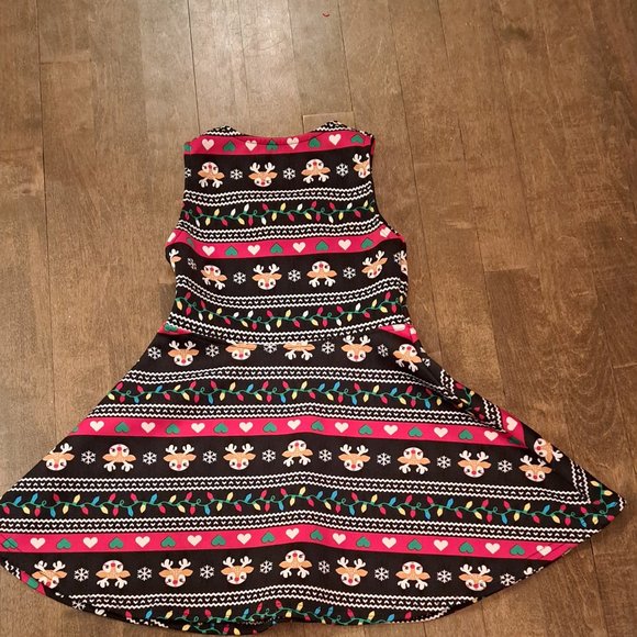 Happy Holidays jumper dress reindeer black red NWOT girl size 5 new - Picture 4 of 4